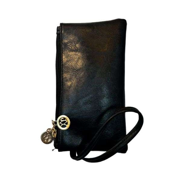 Double Zip hand Purse- Black - Image 2