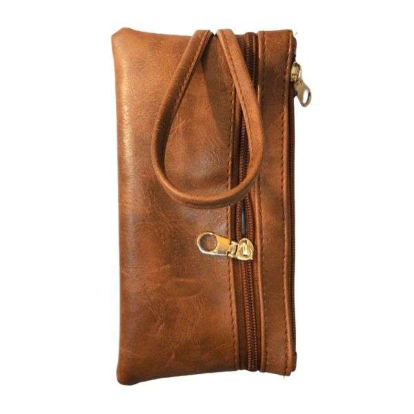Double Zip hand Purse- Light brown - Image 2