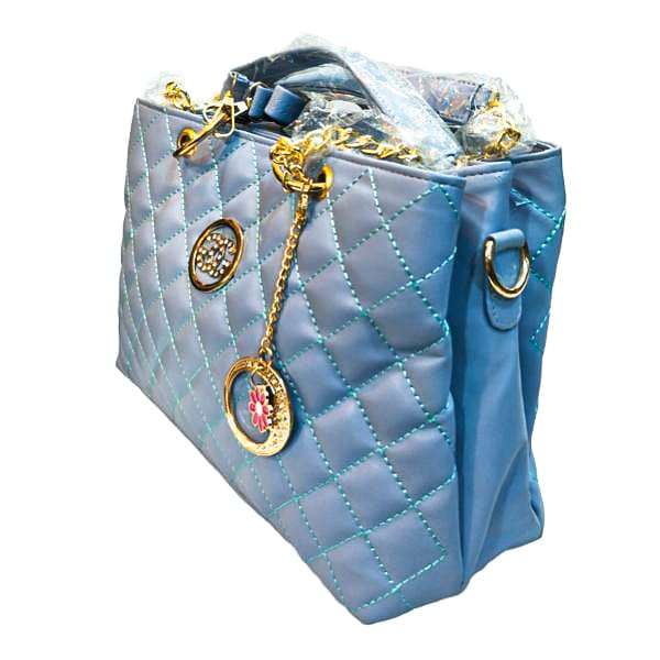 Luxurious women top handle bag-Soft Blue - Image 2