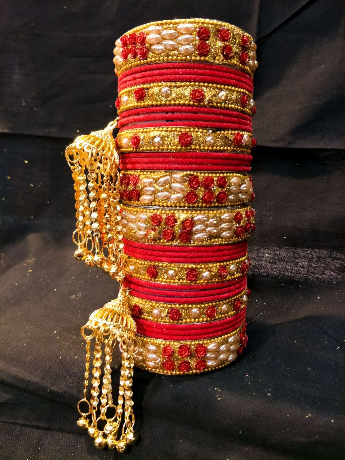 Gorgeous Multiple Stone Bangles Curi for Women gold plated Carmine - Image 2