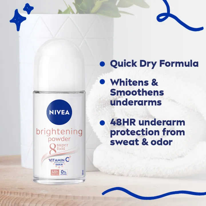 Nivea Deodorant Roll On Brightening Powder 8 Super Food 48h Protection (50ml) - Image 3