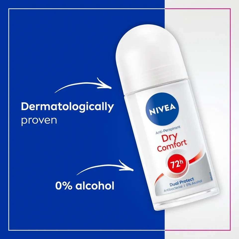Nivea Dry Comfort Deodorant Roll-On (50ml) - Image 8