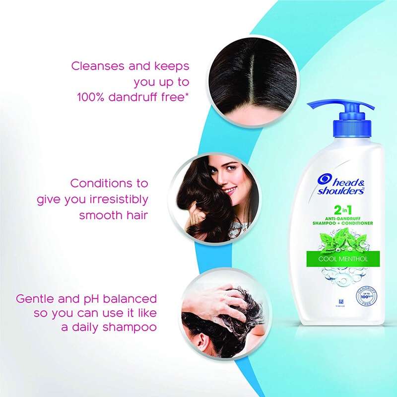 Head & Shoulders 2-in-1 Cool Menthol Anti Dandruff Shampoo + Conditioner for Women & Men
(650ml) - Image 4