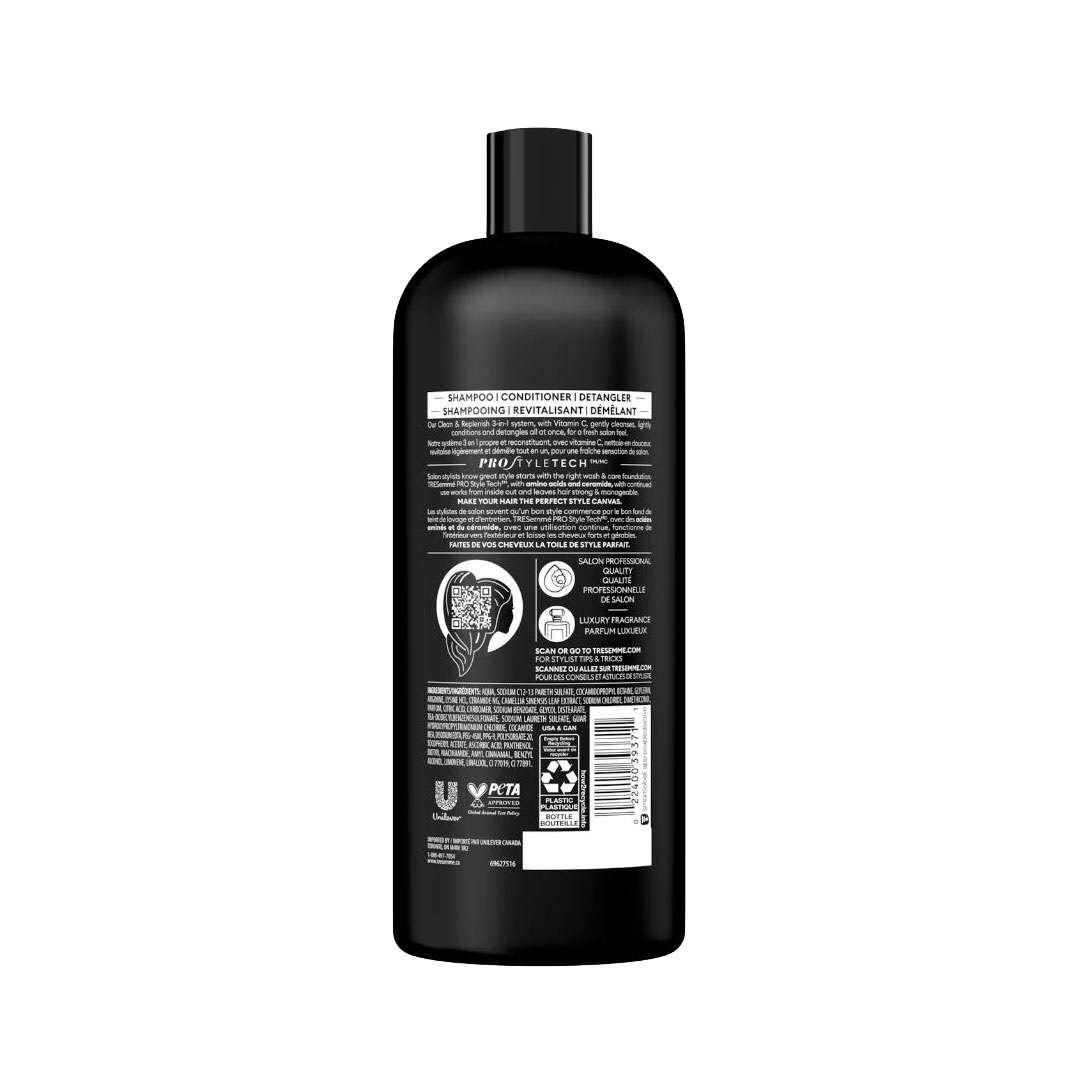Tresemme Cleanse & Replenish 3 in 1 Shampoo Conditioner & Detangler(828ml) - Image 3