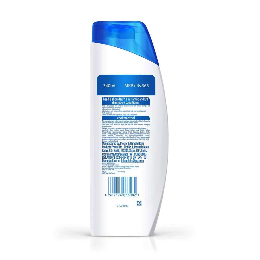 Head & Shoulders 2-in-1 Cool Menthol Anti Dandruff Shampoo + Conditioner for Women & Men(340ml) - Image 4