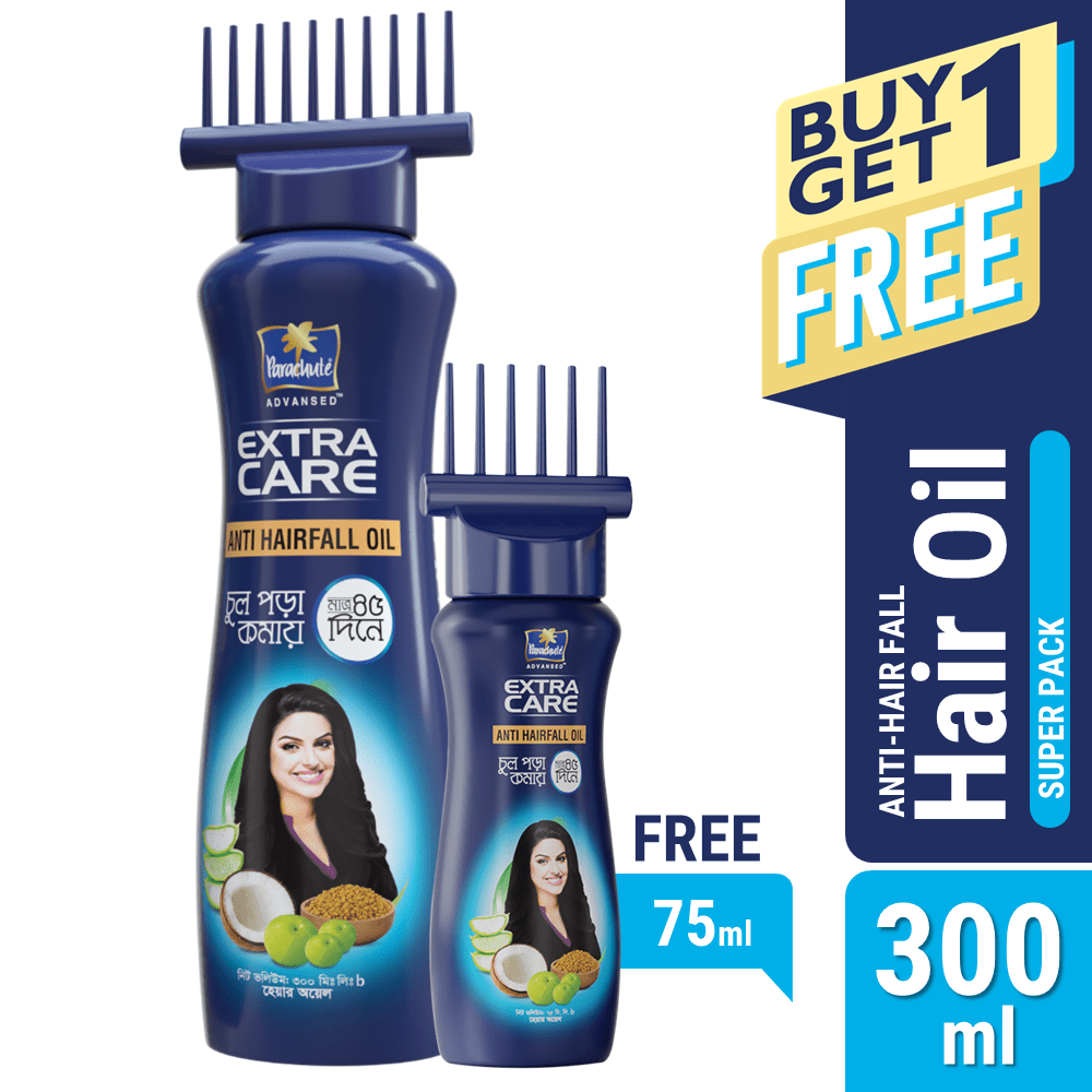 Parachute Hair Oil Anti Hairfall Oil Extra Care 300ml (Root Applier) (FREE 75ml Hair Oil Pack) - Image 2