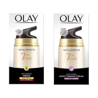 Olay Day Cream Total Effects 7 in 1(Combo Pack) [ Anti-Ageing SPF 15, 50g And Olay Night Cream Total Effects 7 in 1, Anti-Ageing Moisturiser, 50g (Combo Pack)